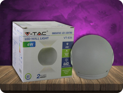 6W LED NÁSTENNÉ SVIETIDLO, GUĽATÉ, ŠEDÉ