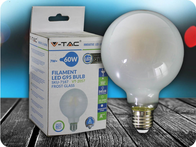 E 27 LED FILAMENT FROST COVER ŽIAROVKA 7W, G95