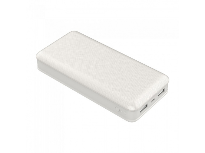 Powerbank, kapacita 20000mAh, indikátor, 2xUSB, biely