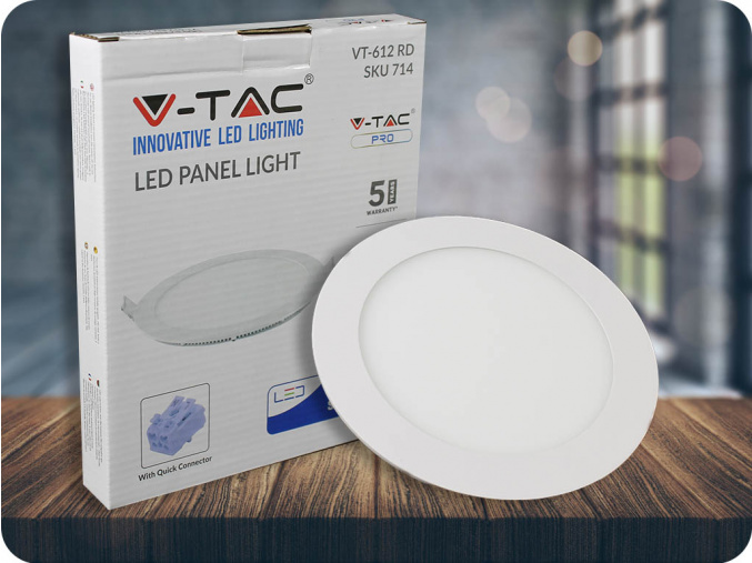 12W LED vstavaný panel s napájacím zdrojom, okrúhly (1000Lm), SAMSUNG chip