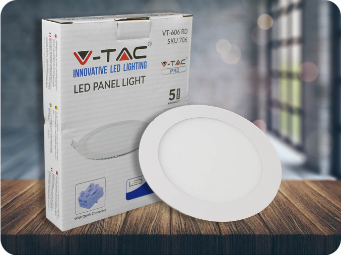 6W LED vstavaný panel s napájacím zdrojom, okrúhly (420Lm), SAMSUNG chip