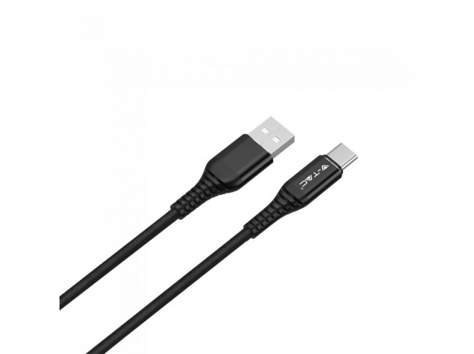 USB-C kábel, 1m, čierny, 2,4A