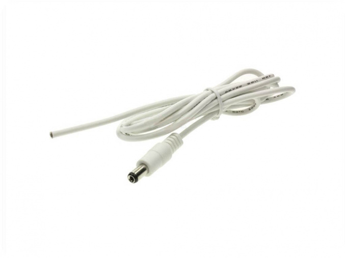 Kábel s konektorom na LED pás 2,1x5,5mm, male/samec, biely [48219]