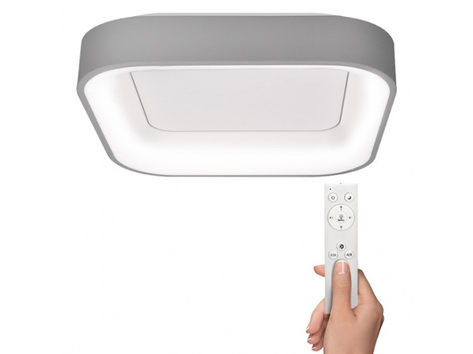 Solight LED stropné svetlo štvorcové Treviso, 48W, 2880lm, diaľkové ovládanie, sivé, 3000K-6500K [WO769-G]