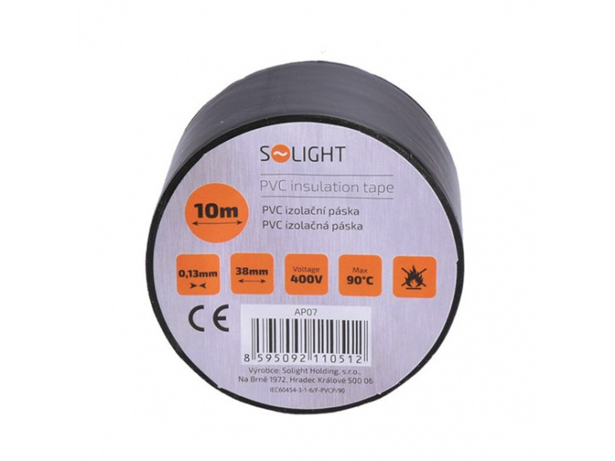 Solight izolačná páska, 38mm x 0,13mm x 10m, čierna [AP07]