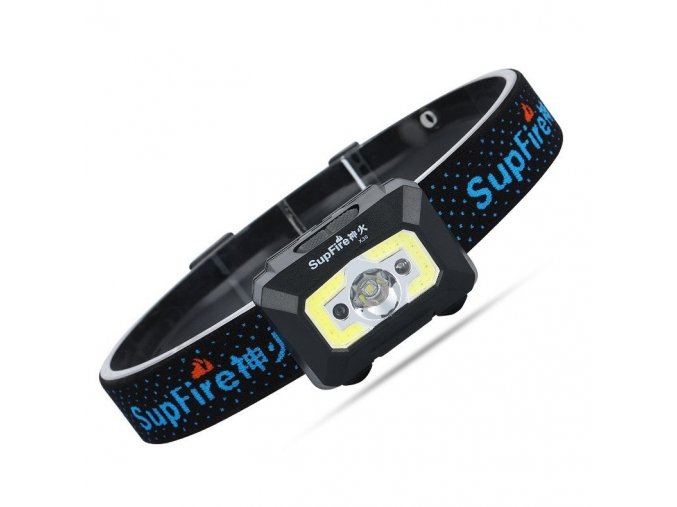 LED nabíjateľná čelovka Supfire X30, 5 módov + senzor, nabíjanie cez Micro-USB, 5W, 340lm, 120m