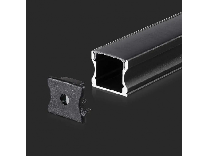 Hliníkový profil 2m pre LED pásy 2000x17.2x14.4mm, čierny