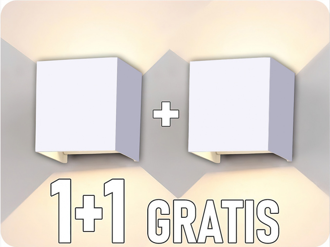 LED nástenné svietidlo LEDOM 2x3W, 450lm, IP54, biele, 1+1 zadarmo! [478184]