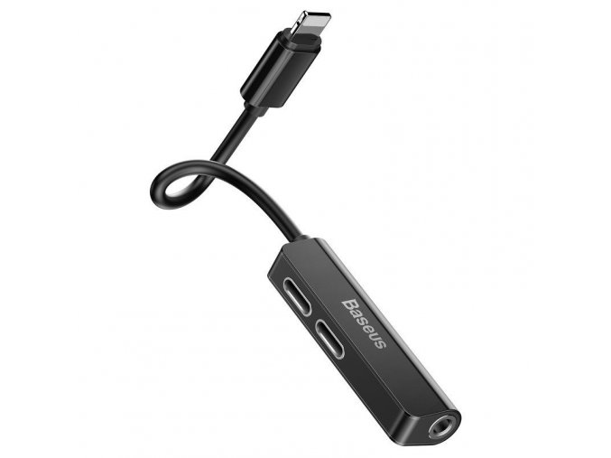 Baseus 3v1 Audio Adapter Lightning --> Mini Jack 3.5mm +2x Lightning, čierny [CALL52-01]