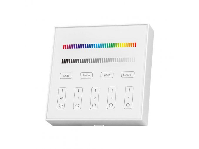 4-zónový nástenný ovládač pre RGB+W LED pásy 2xAAA
