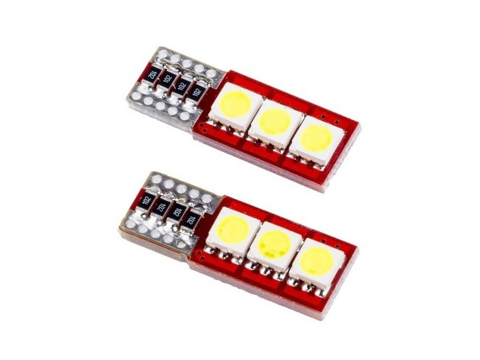 Einparts LED auto žiarovka, W5W, T10, 3 SMD5050, CANBUS, 9-16V, 6000K, balenie 2ks [EPL36]
