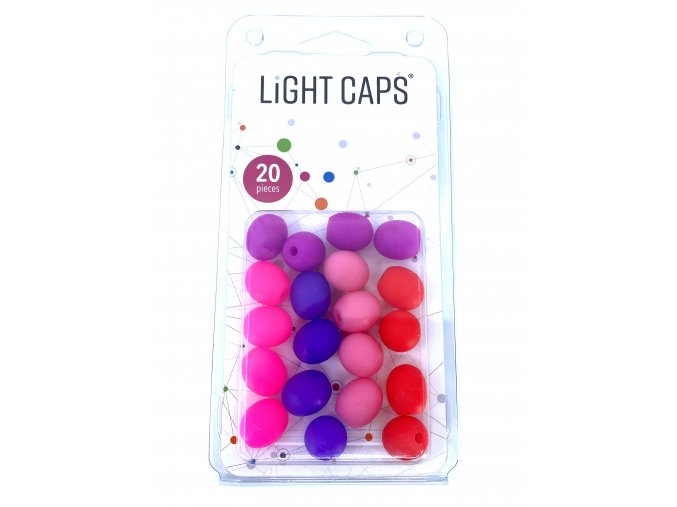 LIGHT CAPS®  mix fialová+ružová+2 odtiene červenej, 20ks v balení