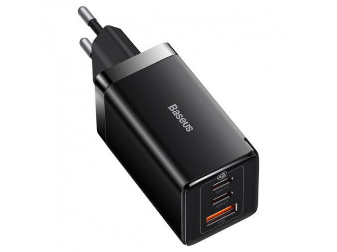 Baseus GaN5 Pro nabíjací adaptér 2xUSB-C + USB, 65W, čierny   [CCGP120201]