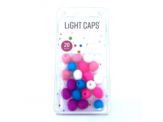 LIGHT CAPS®  mix biela+fialová+modrá+2 odtiene ružovej, 20ks v balení