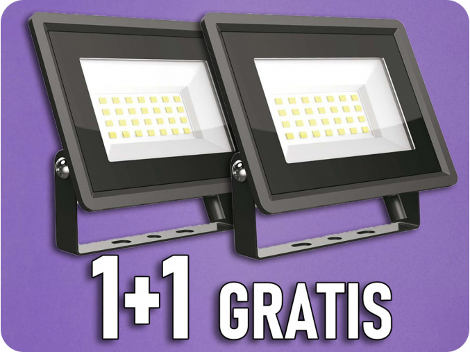 LED reflektor 20W, 1650lm, čierny, 1+1 zadarmo!