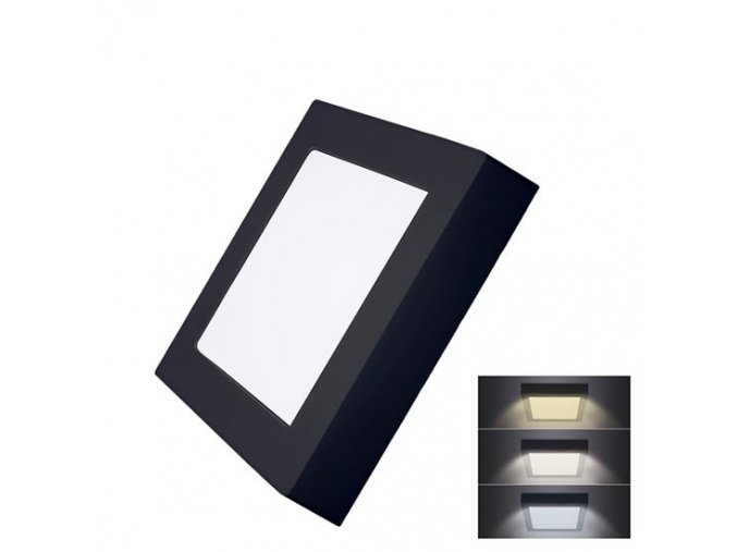 Solight prisadený LED panel 24W 1800LM štvorcový 30x30cm CCT ČIERNY [WD175-B]