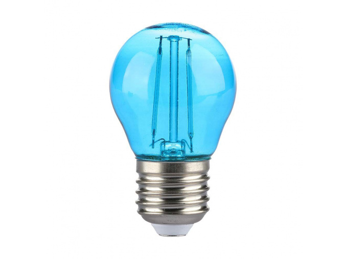 E27 LED Filament žiarovka 2W, 60lm, G45, modrá