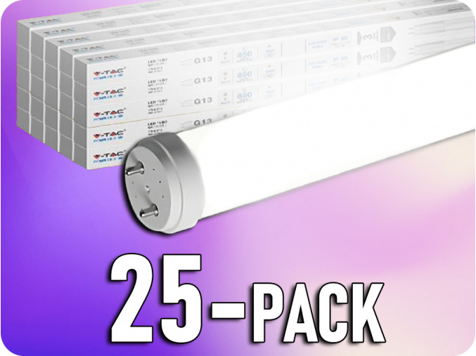 LED trubica T8, 18W, 1850lm, G13, sklo, 120cm/25-PACK!