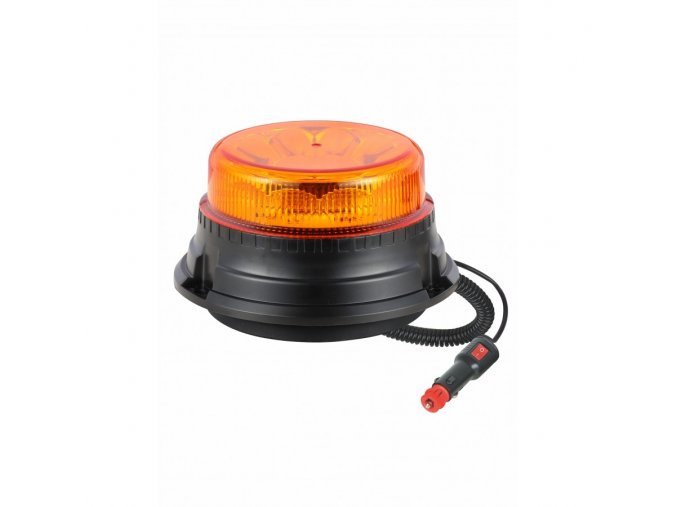 LED výstražný maják 16W 12xLED R65 R10 magnet 12-24V oranžové IP67 [ALR0004-4]