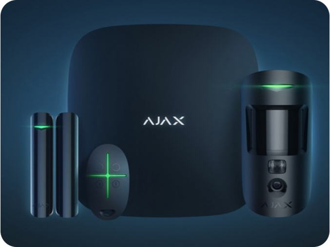 AJAX StarterKit Cam čierny (Hub 2 + MotionCam + DoorProtect + SpaceControl) [StarterKit Cam/B 20291]