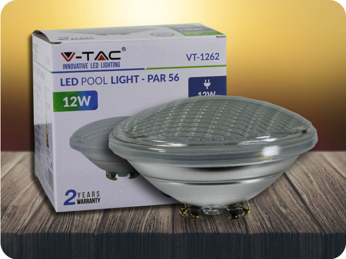 LED bazénová žiarovka, 12W (1200lm), PAR56, 12V, IP68, modrá