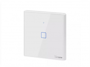 Smart 1-Vypínač biely WiFi + RF433 Sonoff, typ T2EU1CTX (1 kanál), 2A, max.480W, tvrdené sklo [IM190314015]