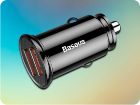 Nabíjací adaptér do auta Baseus Dual QC 3.0, 30W, čierny