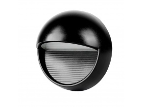 3W Schodiskové svietidlo, čierne, okrúhle, IP65
