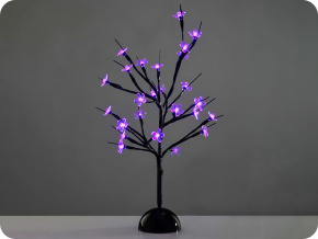 LED stromček na stôl, silikónové kvety, 3xAA, 25LED, fialové svetlo, IP20 [X1025811]