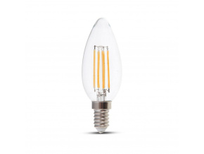 Retro LED filament žiarovka E14, 4W, 400lm, sviečka