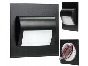 Schodiskové LED svietidlo Drako 1,5W, 30lm, 12V, čierne, 6000K [AD-OS-6164L6/B]