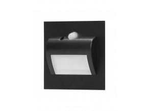 Schodiskové LED svietidlo s PIR a súmrakovým senzorom 1,5W, 30lm, 12V, čierne, 4000K [AD-OS-6164LR4/B]