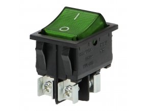 Vypínač kolískový I/O zelený hranatý, podsvietený, 16A/230V, čierny [OR-AE-13179/G/B]