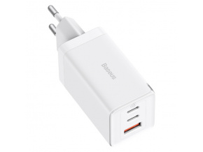 Baseus GaN5 Pro nabíjací adaptér 2xUSB-C + USB, 65W biely [CCGP120202]