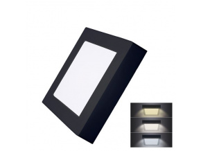 Solight prisadený LED panel 12W, 900LM štvorcový 17x17cm CCT ČIERNY [WD171-B]