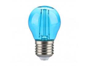 E27 LED Filament žiarovka 2W, 60lm, G45, modrá