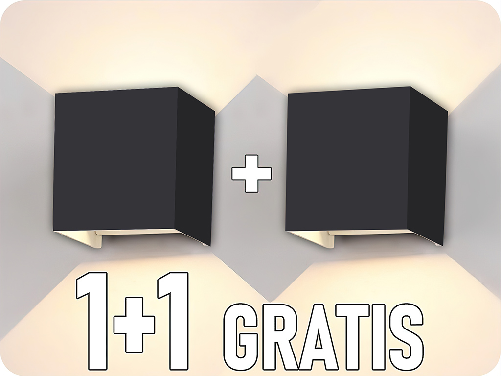 LED nástenné svietidlo LEDOM 2x3W, 450lm, IP54, čierne, 1+1 zadarmo! [478177] Teplá biela