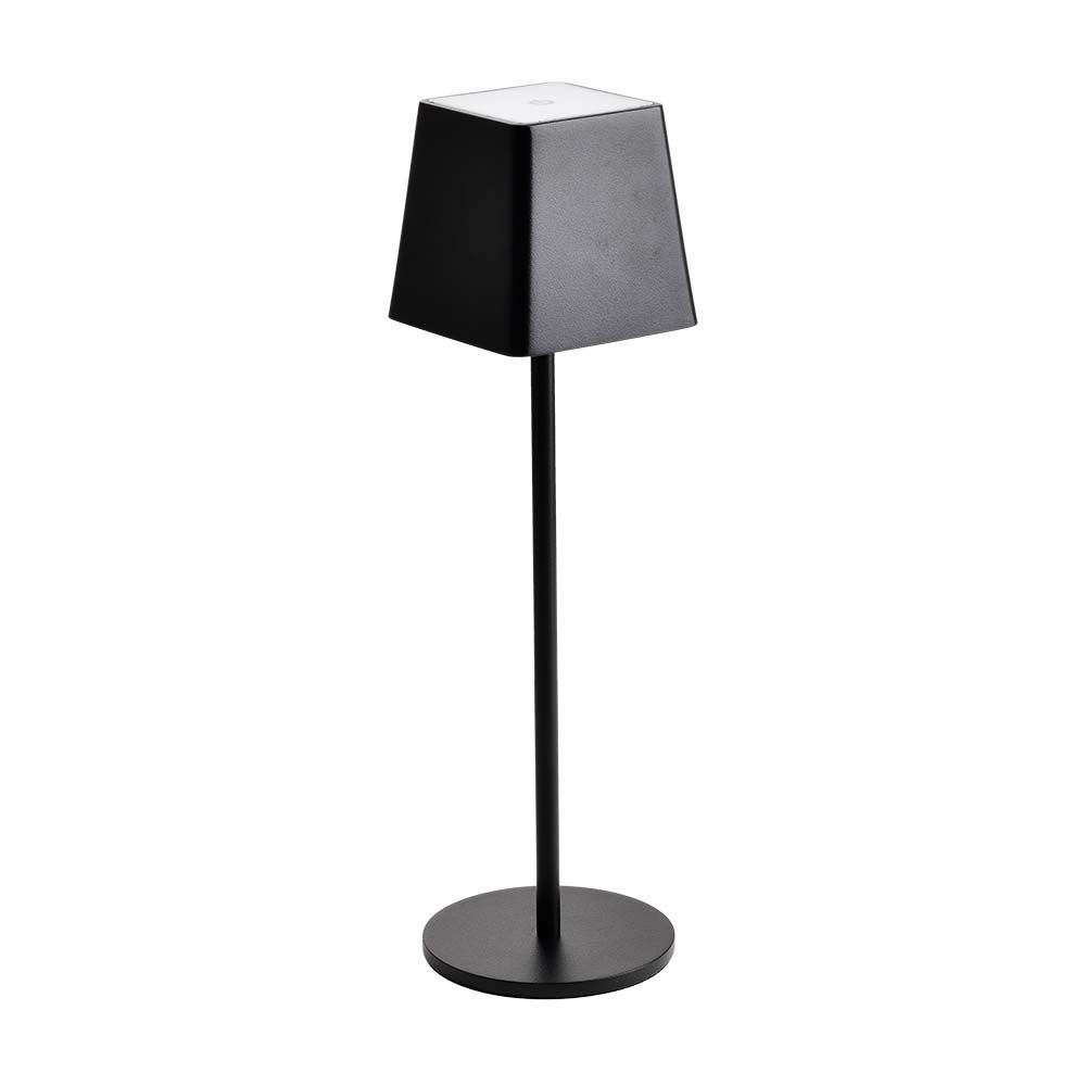 LED stolní lampa, 2W, 200lm, 3000K, nabíjecí, černá