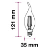 E14 LED Filament žiarovka 4W (350Lm), stmievateľná, 2700K