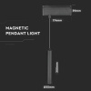 LED magnetické závesné svietidlo 15W (1000lm), 24V, 36°, IP20, čierne
