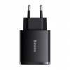 Baseus rýchlonabíjací adaptér 2xUSB, USB-C, PD, 3A, 30W, čierny