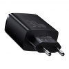 Baseus rýchlonabíjací adaptér 2xUSB, USB-C, PD, 3A, 30W, čierny