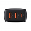 Baseus rýchlonabíjací adaptér 2xUSB, USB-C, PD, 3A, 30W, čierny