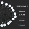 LED reťazové svietidlo 20x0,5W LED žiarovky, 960lm, 10m, 24V, IP44
