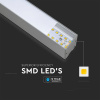 LED lineárne závesné svietidlo 40W, 3300lm, SAMSUNG chip, strieborné