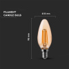 Retro LED Filament žiarovka sviečka, E14, 4W, 350lm, jantárové sklo, 2200K, s plamienkom