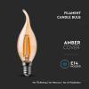 Retro LED Filament žiarovka sviečka, E14, 4W, 350lm, jantárové sklo, 2200K