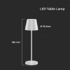 LED STOLNÁ LAMPA 2W, 200lm, 3000K, NABÍJATEĽNÁ, 4400mAh s nabíj. podstavcom, BIELA, IP54