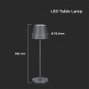 LED STOLNÁ LAMPA 2W, 200lm, 3000K, NABÍJATEĽNÁ, 4400mAh s nabíj. podstavcom, SIVÁ, IP54