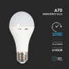 E27 LED žiarovka s núdzovou batériou 9W (výdrž 3,5-4,5hod), 720lm, A70, 4000K